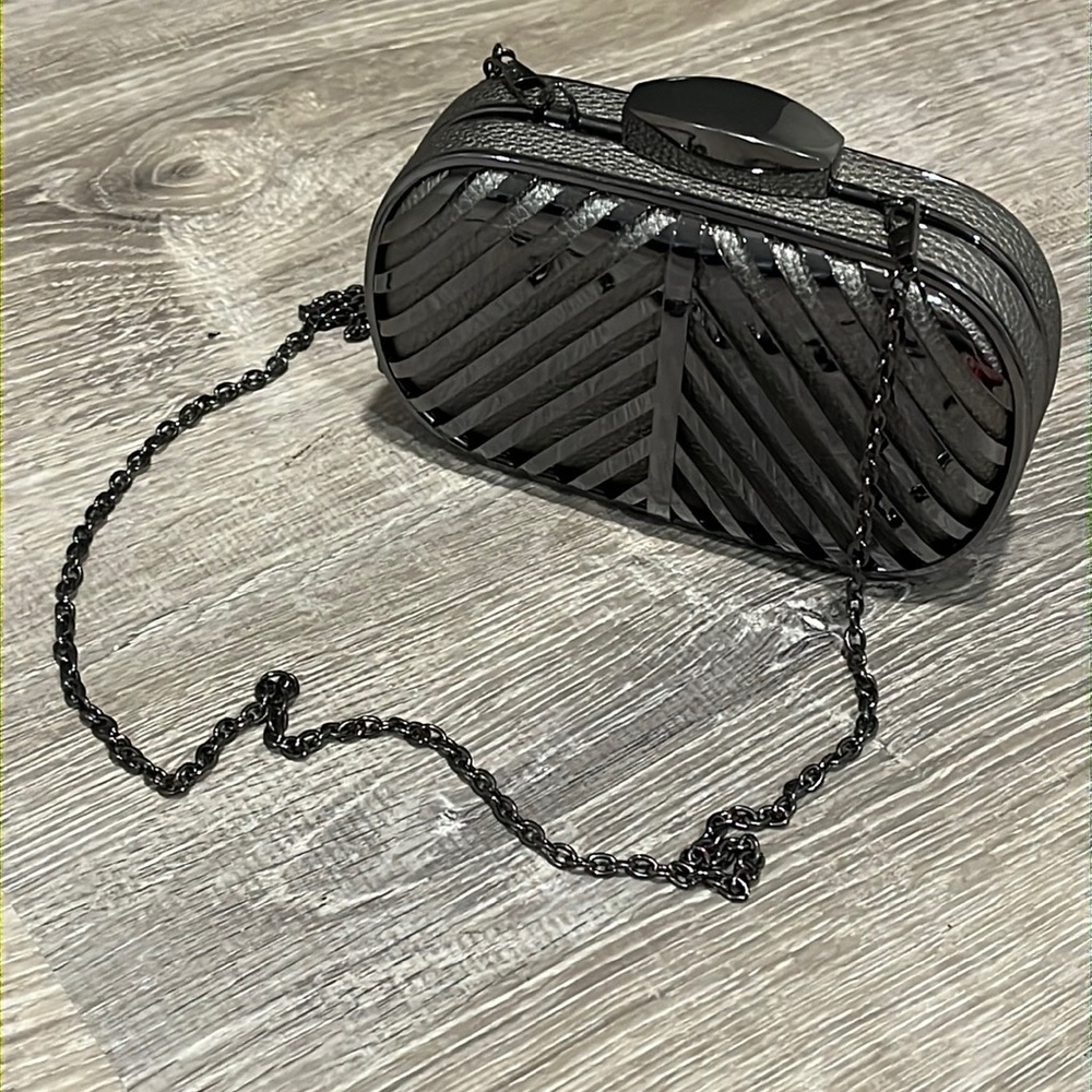 Miztique Mirror Rounded Box Evening Bag Clutch & Chain Strap